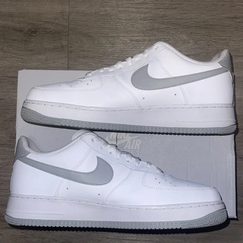 Size 12- Nike Men's Air Force 1 '07 White Light Smoke Grey FJ4146-100